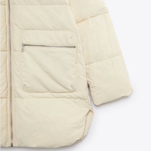 Zara Ecru Water Repellent Puffer Coat - Picture 16 of 16